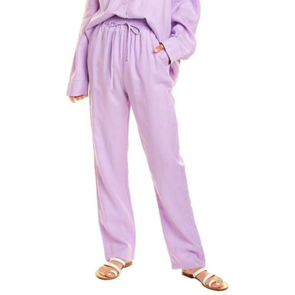 Beulah‎ Lilac Purple Straight Leg Linen Pants S